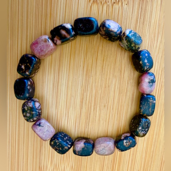 Jewelry - Rhodonite Tumbled Stone Stretch Bracelet